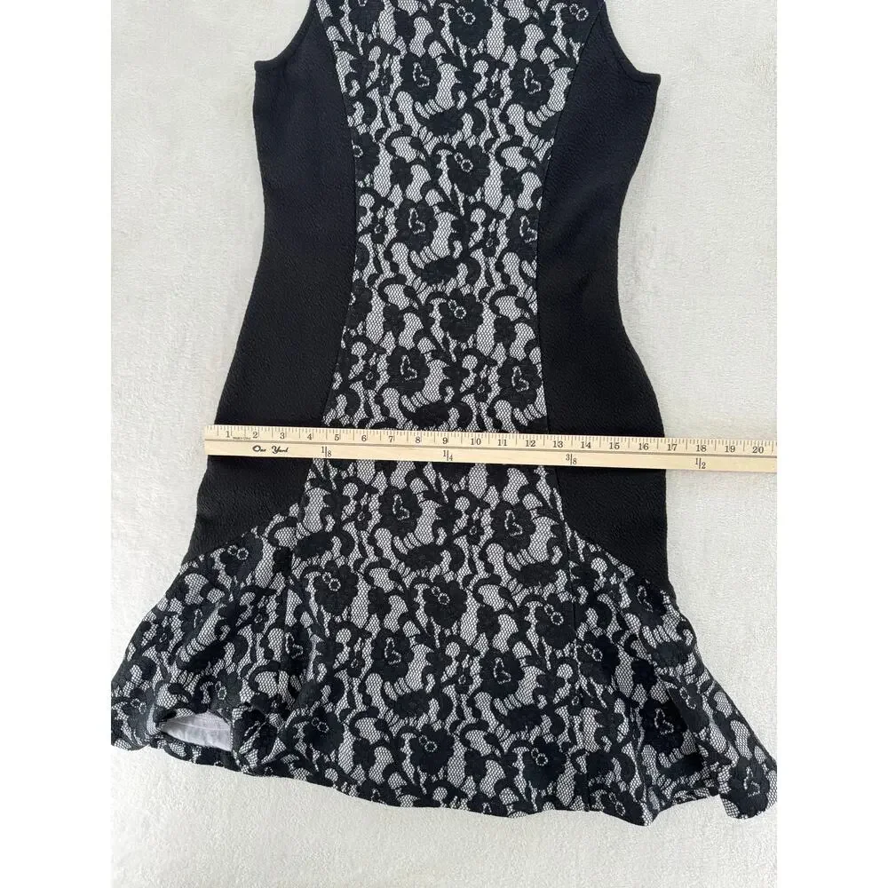 Maeve Anthropologie Black White Lace Dress Stretch Sleeveless Dark Coquette S